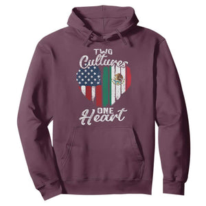 Mexican Roots Hoodie Mexican American Flag Two Cultures One Heart TS10 Maroon Print Your Wear