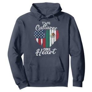 Mexican Roots Hoodie Mexican American Flag Two Cultures One Heart TS10 Navy Print Your Wear
