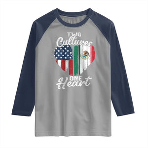 Mexican Roots Raglan Shirt Mexican American Flag Two Cultures One Heart TS10 Sport Gray Navy Print Your Wear