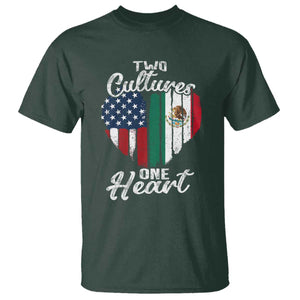 Mexican Roots T Shirt Mexican American Flag Two Cultures One Heart TS10 Dark Forest Green Print Your Wear