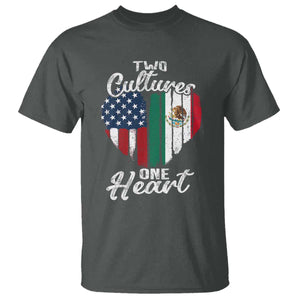 Mexican Roots T Shirt Mexican American Flag Two Cultures One Heart TS10 Dark Heather Print Your Wear