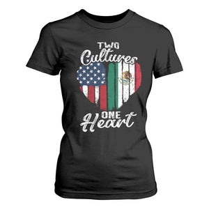 Mexican Roots T Shirt For Women Mexican American Flag Two Cultures One Heart TS10 Black Print Your Wear