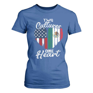 Mexican Roots T Shirt For Women Mexican American Flag Two Cultures One Heart TS10 Royal Blue Print Your Wear