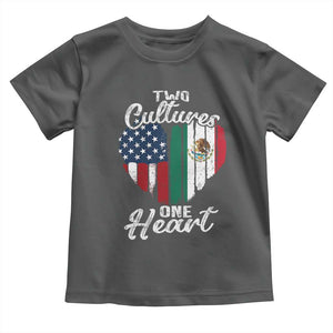 Mexican Roots Toddler T Shirt Mexican American Flag Two Cultures One Heart TS10 Dark Heather Print Your Wear