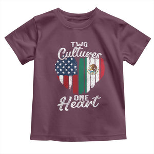 Mexican Roots Toddler T Shirt Mexican American Flag Two Cultures One Heart TS10 Maroon Print Your Wear