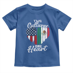 Mexican Roots Toddler T Shirt Mexican American Flag Two Cultures One Heart TS10 Royal Blue Print Your Wear