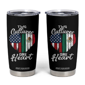 Mexican Roots Tumbler Cup Mexican American Flag Two Cultures One Heart TS10 Black Print Your Wear