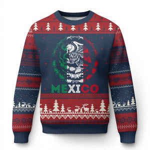 Mexico Coat of Arms Ugly Christmas Sweater Eagle Mexican Flag Mexico Heritage Roots TS10 Navy Red Print Your Wear