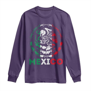 Mexico Coat of Arms Long Sleeve Shirt Eagle Mexican Flag Mexico Heritage Roots TS10 Purple Print Your Wear