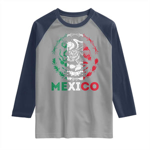 Mexico Coat of Arms Raglan Shirt Eagle Mexican Flag Mexico Heritage Roots TS10 Sport Gray Navy Print Your Wear