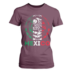 Mexico Coat of Arms T Shirt For Women Eagle Mexican Flag Mexico Heritage Roots TS10 Maroon Print Your Wear