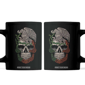 Mexico Coat of Arms Skull Coffee Mug Eagle Mexican Flag Mexico Heritage Roots TS10 Black Print Your Wear