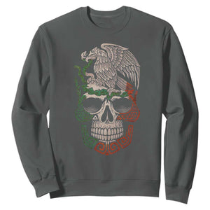 Mexico Coat of Arms Skull Sweatshirt Eagle Mexican Flag Mexico Heritage Roots TS10 Dark Heather Print Your Wear