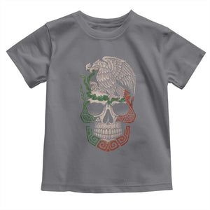 Mexico Coat of Arms Skull Toddler T Shirt Eagle Mexican Flag Mexico Heritage Roots TS10 Charcoal Print Your Wear
