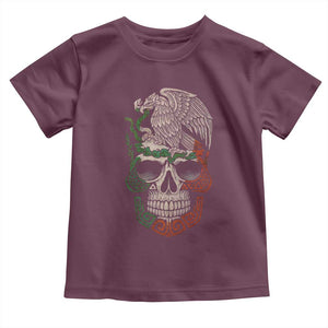 Mexico Coat of Arms Skull Toddler T Shirt Eagle Mexican Flag Mexico Heritage Roots TS10 Maroon Print Your Wear