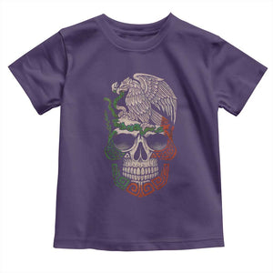 Mexico Coat of Arms Skull Toddler T Shirt Eagle Mexican Flag Mexico Heritage Roots TS10 Purple Print Your Wear