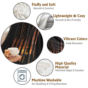 American Flag Fishing Throw Blanket Fish Fisher Fisherman Fishing Rod Sunset TS10 Print Your Wear