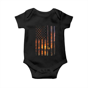 American Flag Fishing Baby Onesie Fish Fisher Fisherman Fishing Rod Sunset TS10 Black Print Your Wear