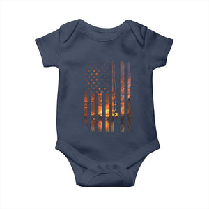 American Flag Fishing Baby Onesie Fish Fisher Fisherman Fishing Rod Sunset TS10 Navy Print Your Wear
