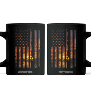 American Flag Fishing Coffee Mug Fish Fisher Fisherman Fishing Rod Sunset TS10 Black Print Your Wear