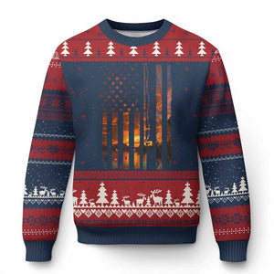 American Flag Fishing Ugly Christmas Sweater Fish Fisher Fisherman Fishing Rod Sunset TS10 Navy Red Print Your Wear