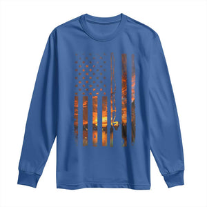 American Flag Fishing Long Sleeve Shirt Fish Fisher Fisherman Fishing Rod Sunset TS10 Royal Blue Print Your Wear