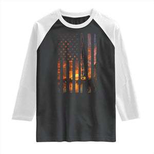 American Flag Fishing Raglan Shirt Fish Fisher Fisherman Fishing Rod Sunset TS10 Black White Print Your Wear