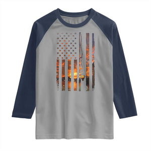 American Flag Fishing Raglan Shirt Fish Fisher Fisherman Fishing Rod Sunset TS10 Sport Gray Navy Print Your Wear