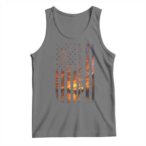 American Flag Fishing Tank Top Fish Fisher Fisherman Fishing Rod Sunset TS10 Black Heather Print Your Wear
