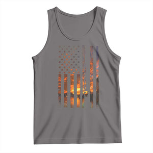 American Flag Fishing Tank Top Fish Fisher Fisherman Fishing Rod Sunset TS10 Deep Heather Print Your Wear