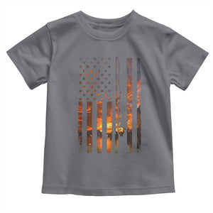 American Flag Fishing Toddler T Shirt Fish Fisher Fisherman Fishing Rod Sunset TS10 Charcoal Print Your Wear
