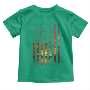 American Flag Fishing Toddler T Shirt Fish Fisher Fisherman Fishing Rod Sunset TS10 Irish Green Print Your Wear