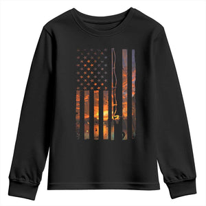 American Flag Fishing Youth Sweatshirt Fish Fisher Fisherman Fishing Rod Sunset TS10 Black Print Your Wear