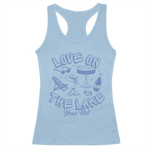 Personalized Love on the Lake Bachelorette Racerback Tank TopCustom Text Camp Bach Party TS10 Light Blue Print Your Wear