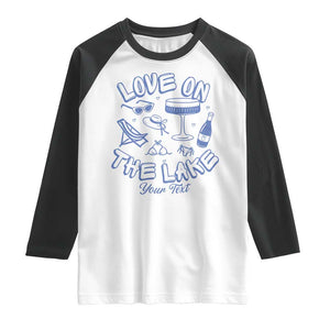 Personalized Love on the Lake Bachelorette Raglan Shirt Custom Text Camp Bach Party TS10 White Black Print Your Wear