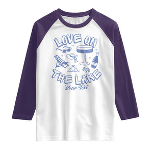 Personalized Love on the Lake Bachelorette Raglan Shirt Custom Text Camp Bach Party TS10 White Purple Print Your Wear