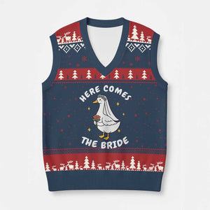 Silly Goose Bride V-Neck Knit Sweater Vest Funny Goose Lovers TS10 Navy Red Print Your Wear
