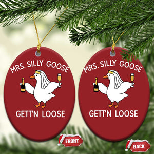 Mrs. Silly Goose Bride Christmas Ornament Funny Goose Lovers TS10 Oval Red Print Your Wear