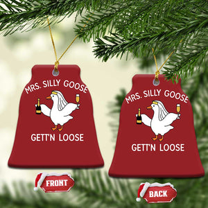 Mrs. Silly Goose Bride Christmas Ornament Funny Goose Lovers TS10 Bell Flake Red Print Your Wear