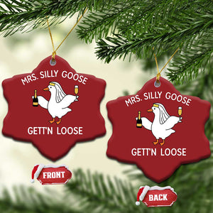 Mrs. Silly Goose Bride Christmas Ornament Funny Goose Lovers TS10 Snow Flake Red Print Your Wear