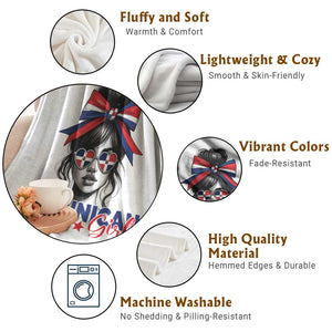 Dominican Girl Throw Blanket Messy Bun Caribbean Dominican Republic DR Flag TS10 Print Your Wear