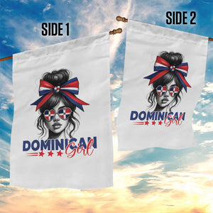 Dominican Girl Garden Flag Messy Bun Caribbean Dominican Republic DR Flag TS10 Print Your Wear