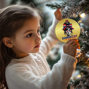 Dominican Girl Christmas Ornament Messy Bun Caribbean Dominican Republic DR Flag TS10 Print Your Wear