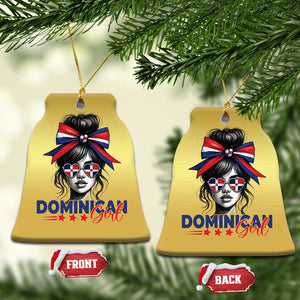 Dominican Girl Christmas Ornament Messy Bun Caribbean Dominican Republic DR Flag TS10 Bell Flake Gold Print Your Wear