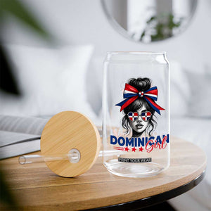 Dominican Girl Glass Can Messy Bun Caribbean Dominican Republic DR Flag TS10 Print Your Wear