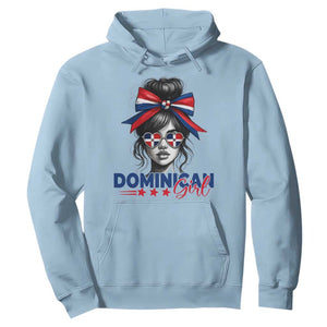 Dominican Girl Hoodie Messy Bun Caribbean Dominican Republic DR Flag TS10 Light Blue Print Your Wear