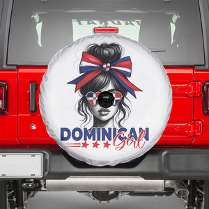 Dominican Girl Spare Tire Cover Messy Bun Caribbean Dominican Republic DR Flag TS10 White Print Your Wear