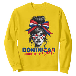 Dominican Girl Sweatshirt Messy Bun Caribbean Dominican Republic DR Flag TS10 Daisy Print Your Wear