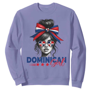Dominican Girl Sweatshirt Messy Bun Caribbean Dominican Republic DR Flag TS10 Violet Print Your Wear