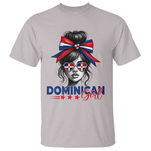 Dominican Girl T Shirt Messy Bun Caribbean Dominican Republic DR Flag TS10 Ice Gray Print Your Wear